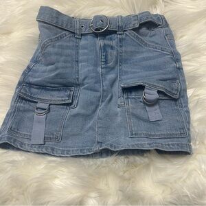 Size 10 Girls Justice Denim Skort with Belt E2
